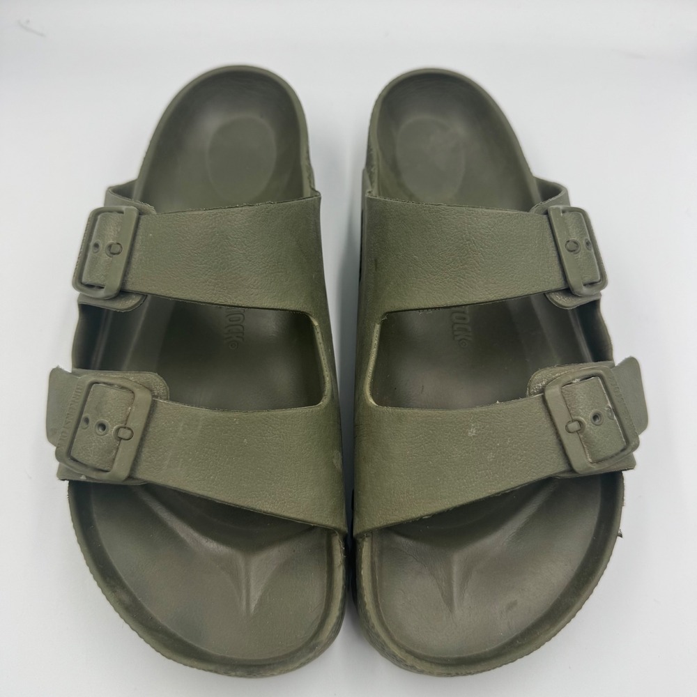 Birkenstock Arizona Sandals Mens 10 Olive Green EVA Double Strap Slides